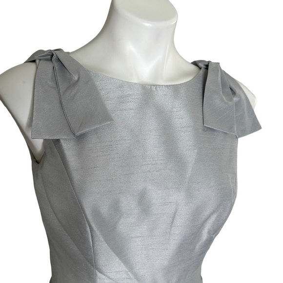 Alfred Sung short bridesmaid dress with bows dove NWT 2 / 4 / 8 - Picture 5 of 8